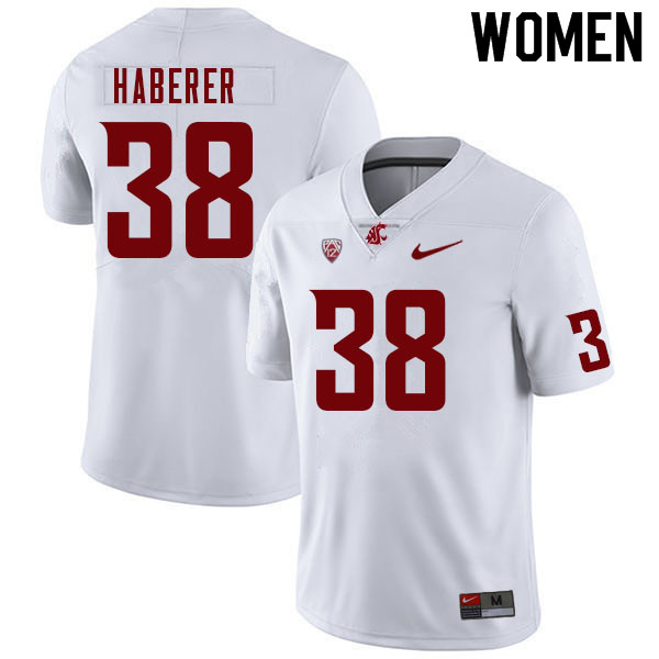 Women #38 Nick Haberer Washington State Cougars College Football Jerseys Sale-White - Click Image to Close